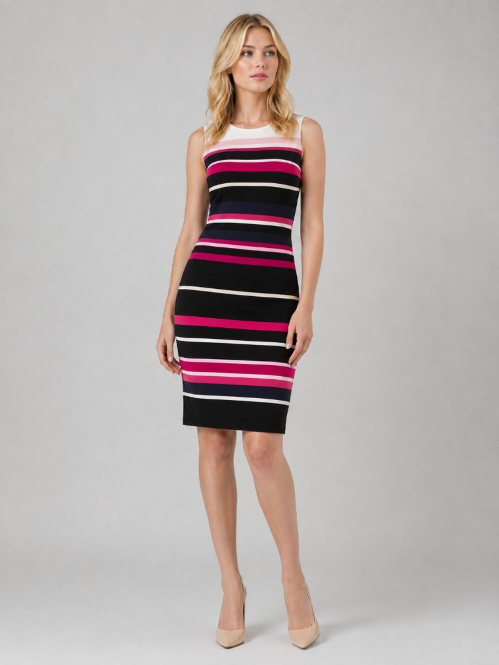 2/$30 White House Black Market Striped Bodycon Dress Multi 00 #A0117